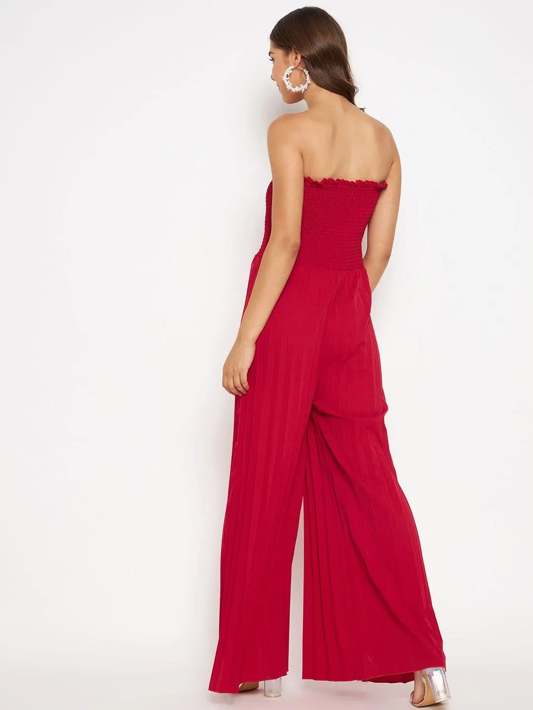 Smocked Strapless Maxi Jumpsuit