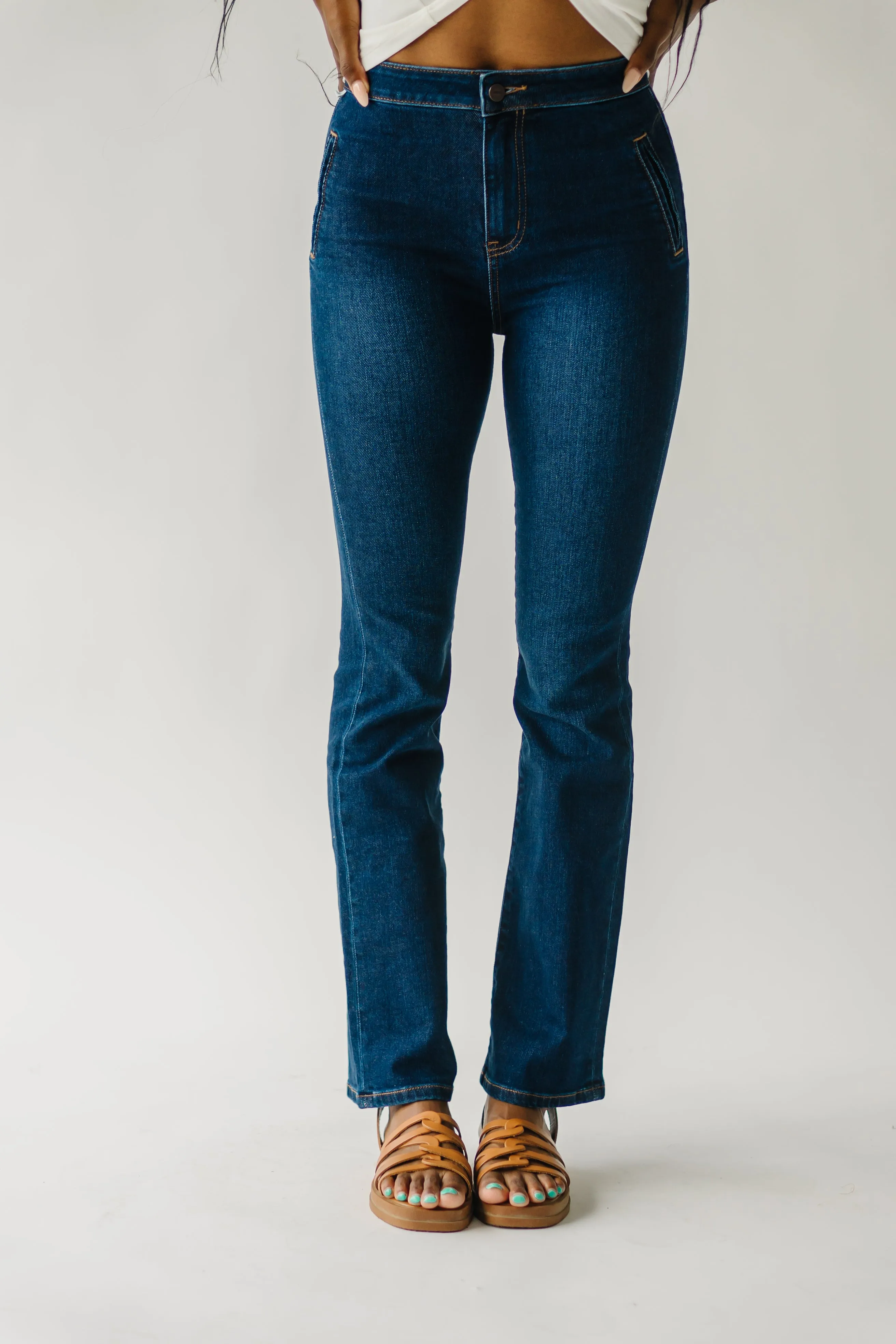 The Claymont High Rise Bootcut Jean in Dark Blue