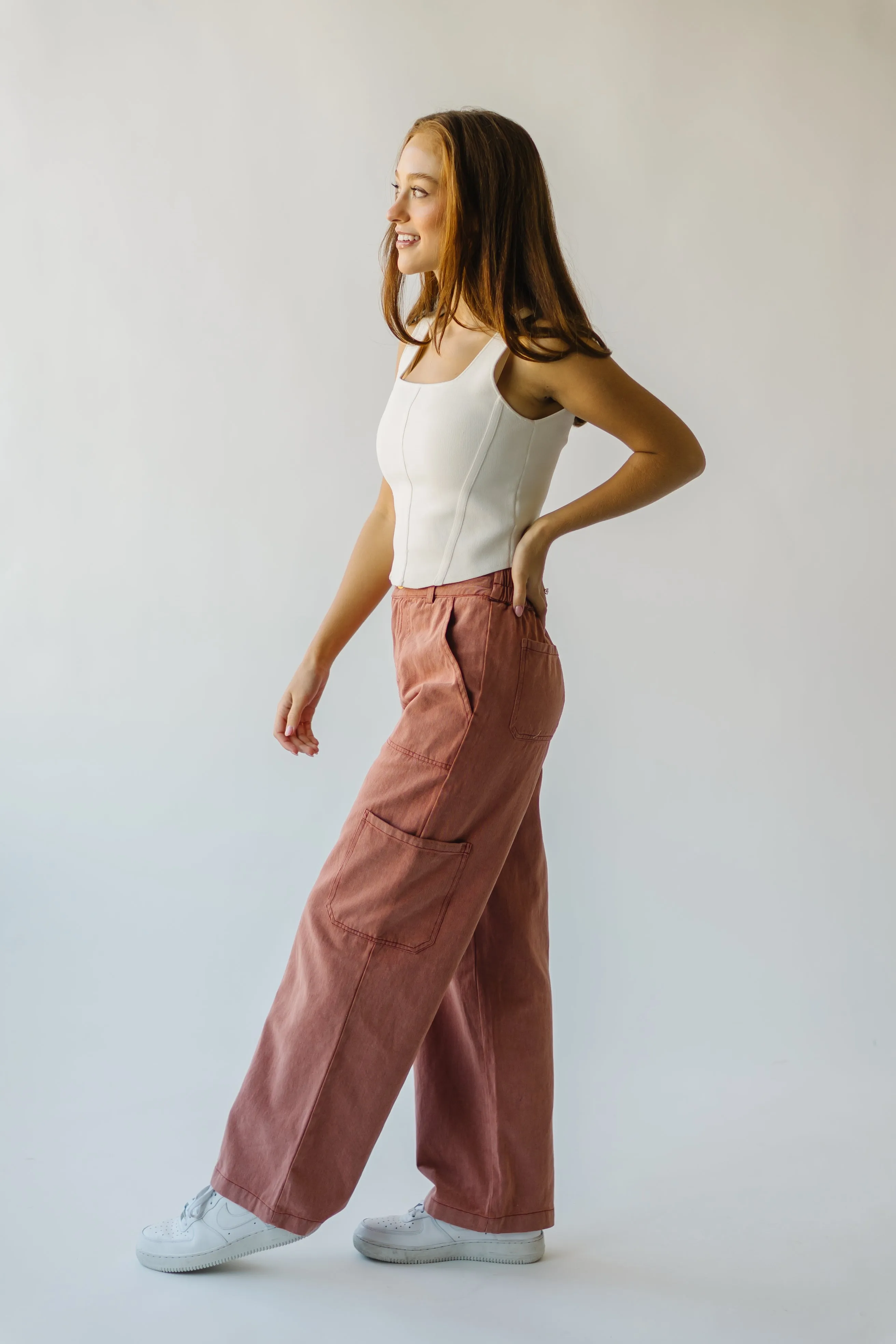 The Despain Wide Leg Pant in Washed Mauve