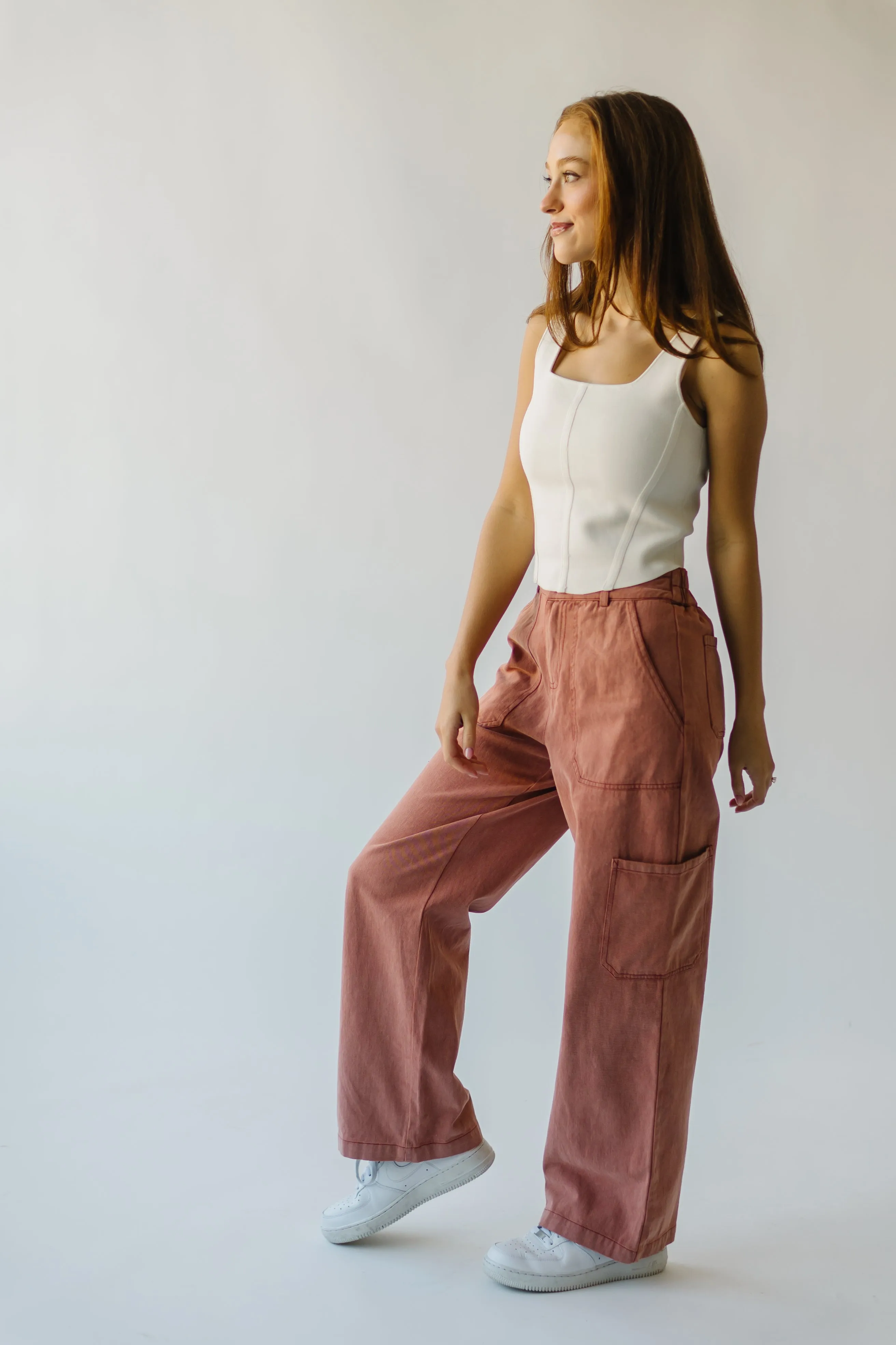 The Despain Wide Leg Pant in Washed Mauve