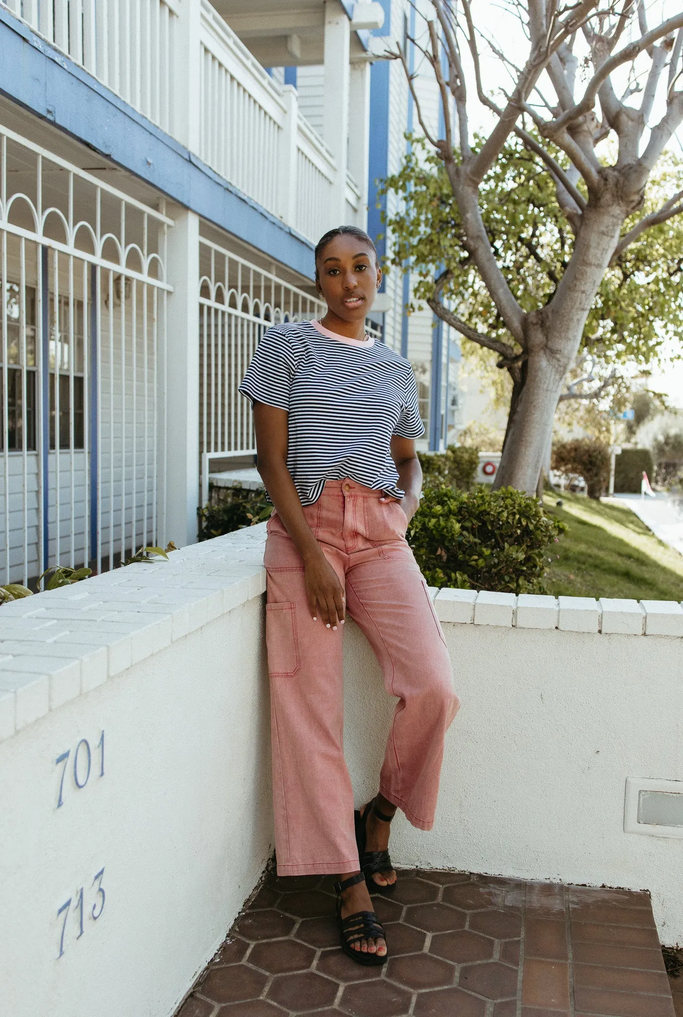 The Despain Wide Leg Pant in Washed Mauve