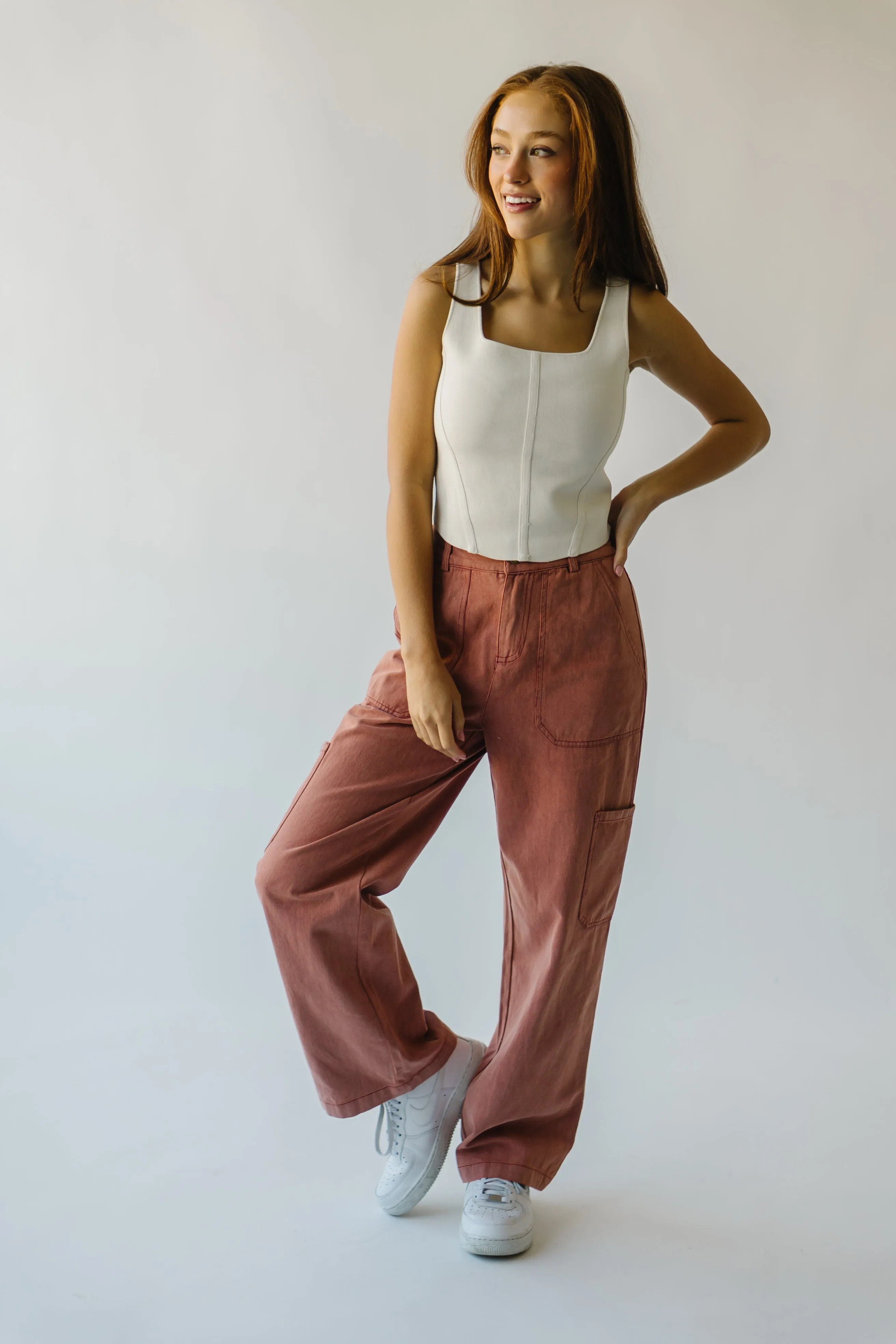 The Despain Wide Leg Pant in Washed Mauve