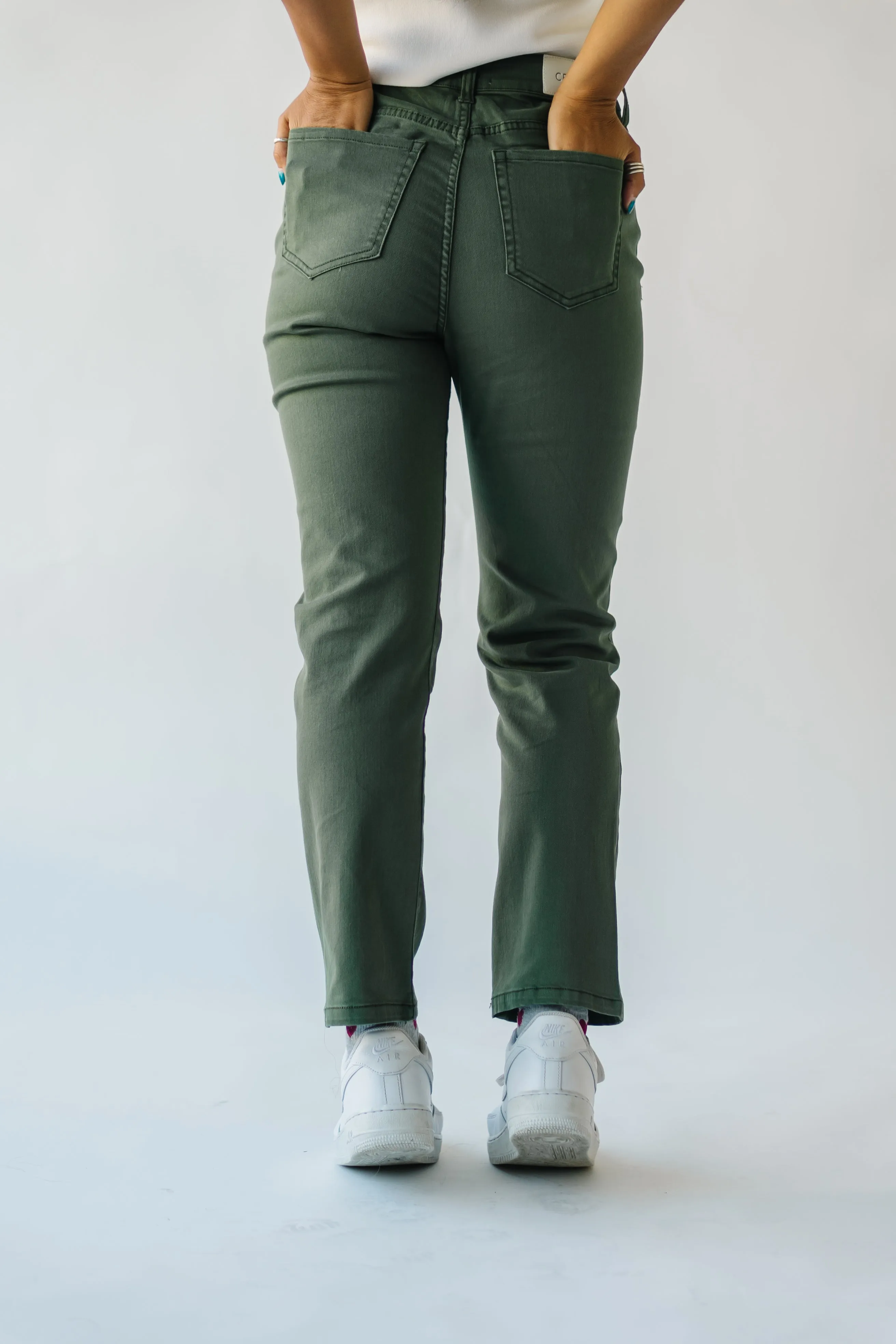 The Roberta High Rise Straight Leg Jean in Olive