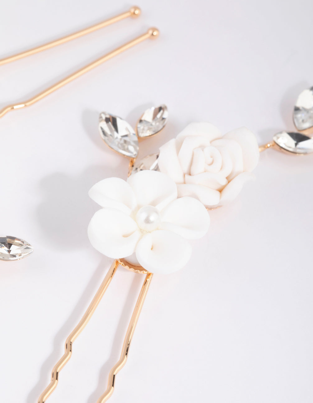 White Flower Hair Pin Pack