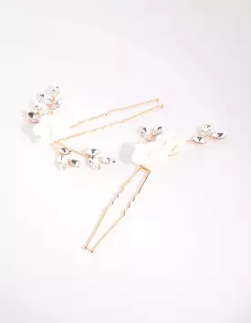 White Flower Hair Pin Pack